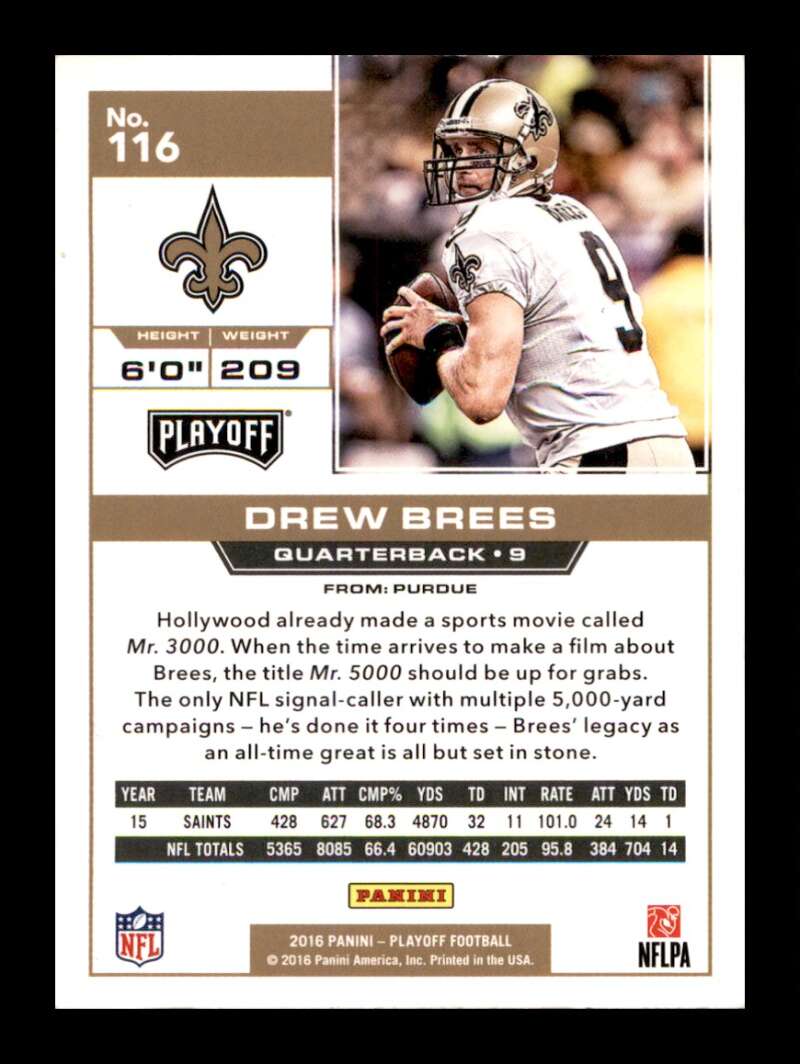 Load image into Gallery viewer, 2016 Panini Playoff Drew Brees #116 New Orleans Saints  Image 2
