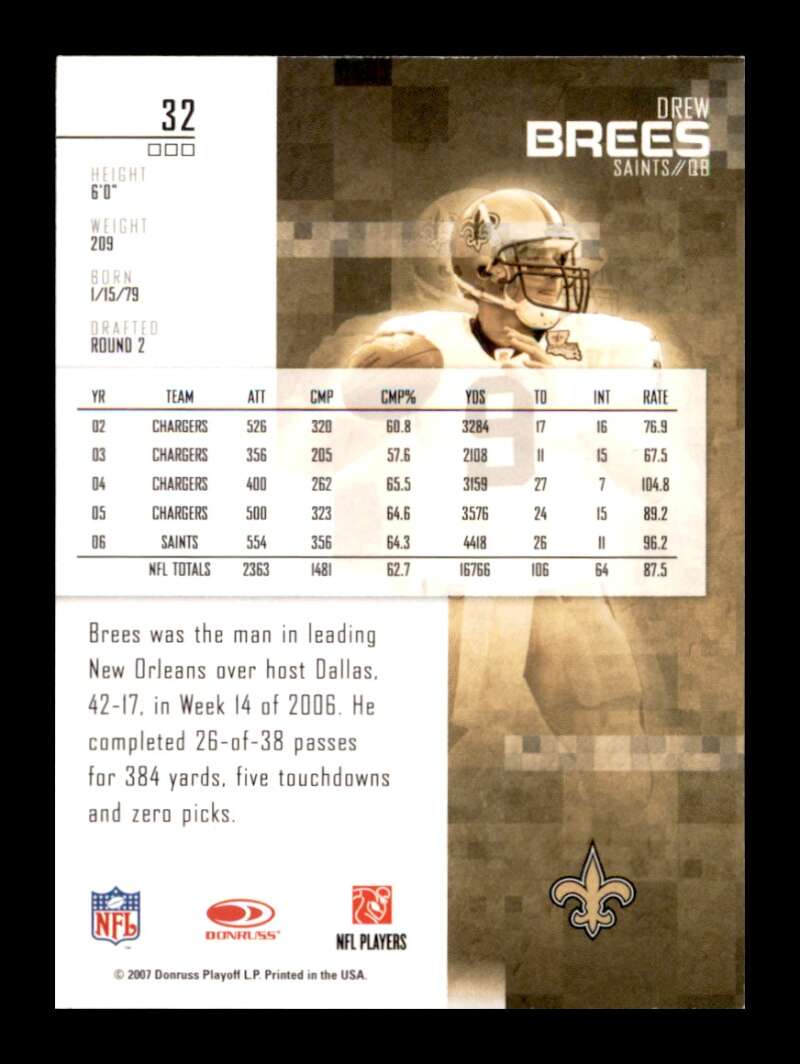 Load image into Gallery viewer, 2007 Leaf Rookies &amp; Stars Drew Brees #32 New Orleans Saints  Image 2
