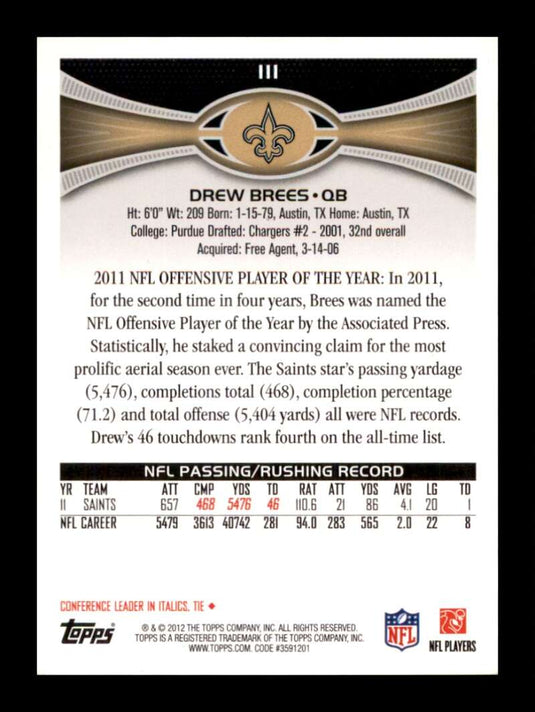 2012 Topps Drew Brees