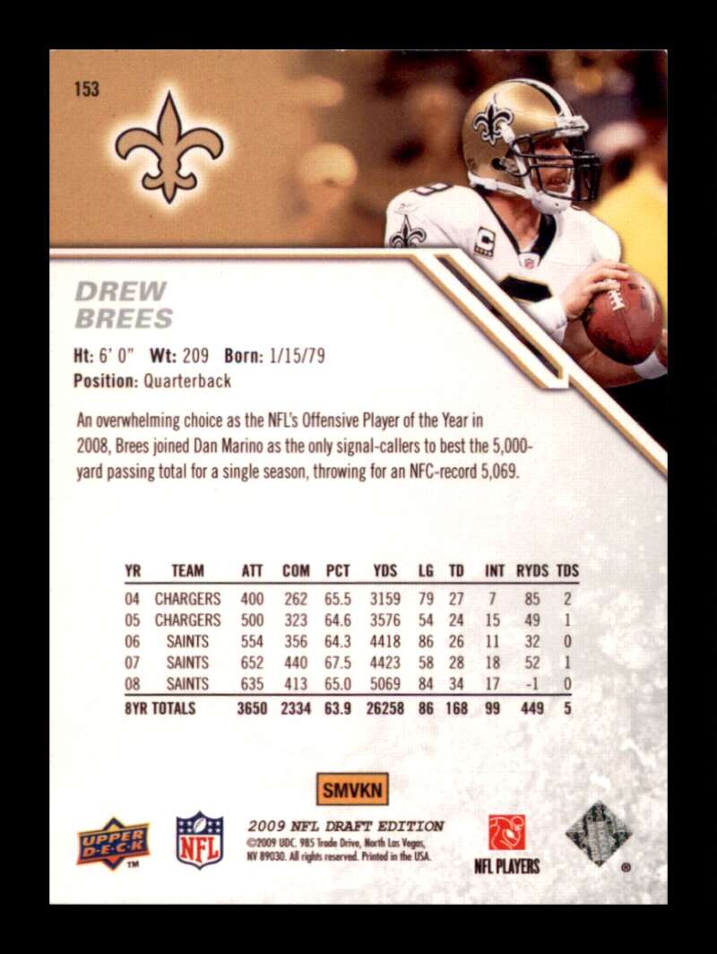 Load image into Gallery viewer, 2009 Upper Deck Draft Edition Drew Brees #153 New Orleans Saints  Image 2
