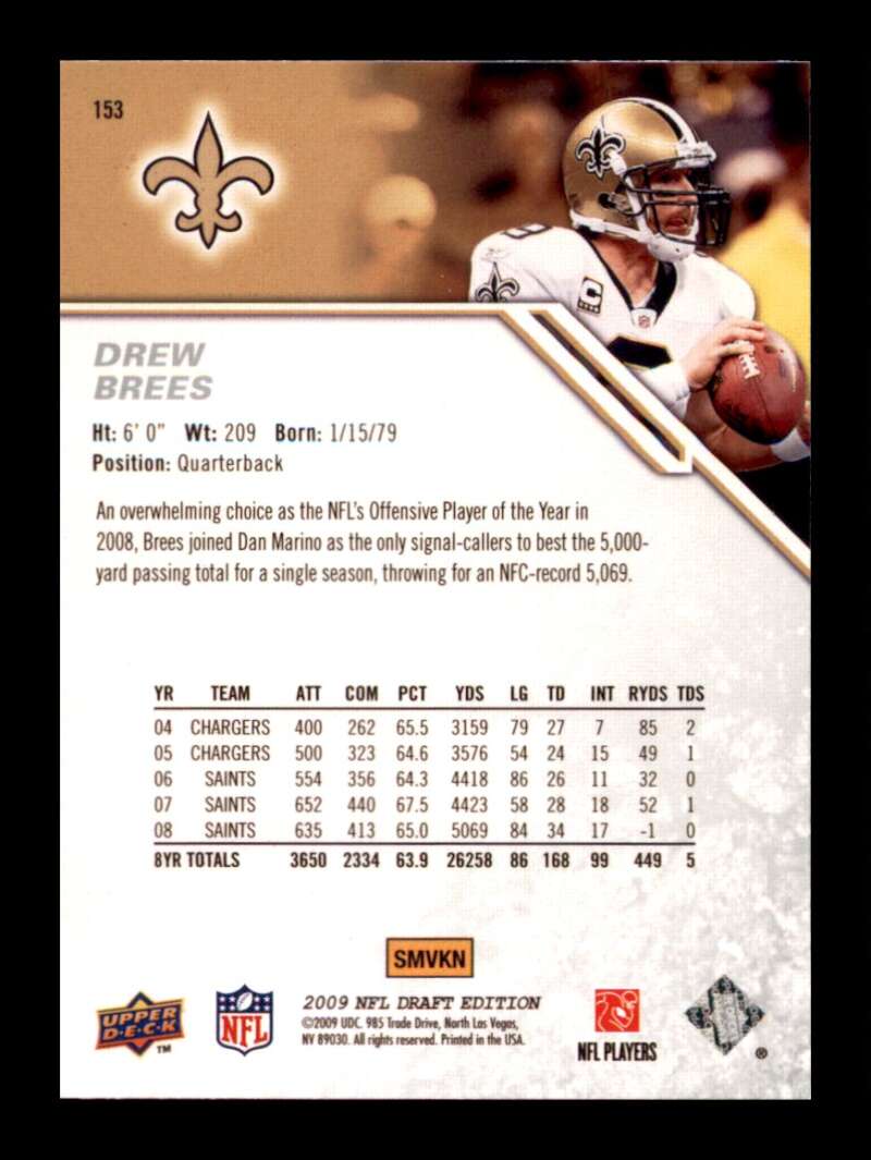 Load image into Gallery viewer, 2009 Upper Deck Draft Edition Drew Brees #153 New Orleans Saints  Image 2
