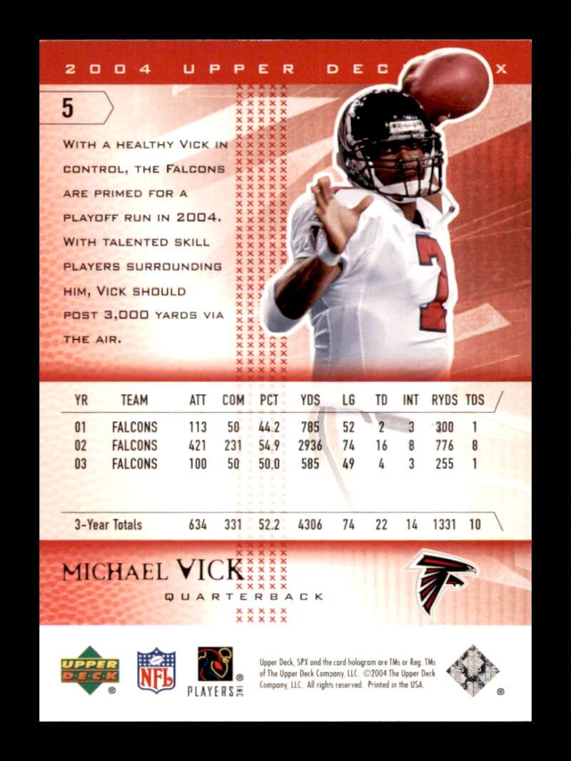 Load image into Gallery viewer, 2004 Upper Deck SPx Michael Vick #5 Atlanta Falcons  Image 2
