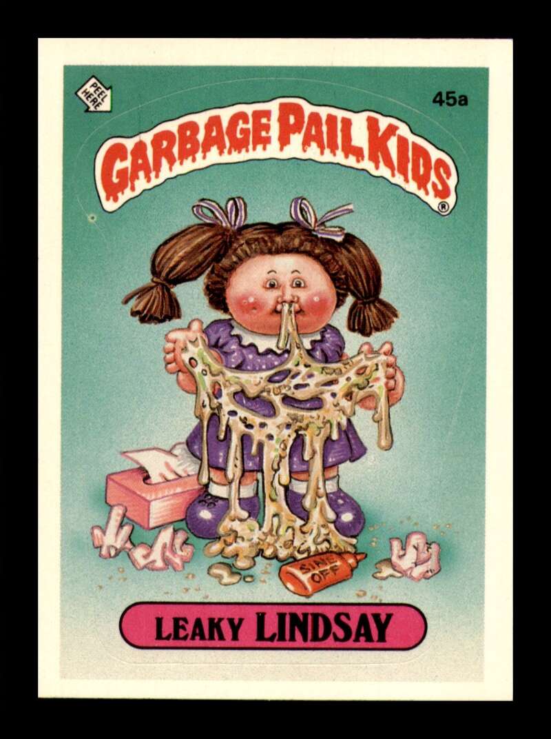Load image into Gallery viewer, 1985 Topps Garbage Pail Kids Series 2 Leaky Lindsay #45a Wax On Back  Image 1
