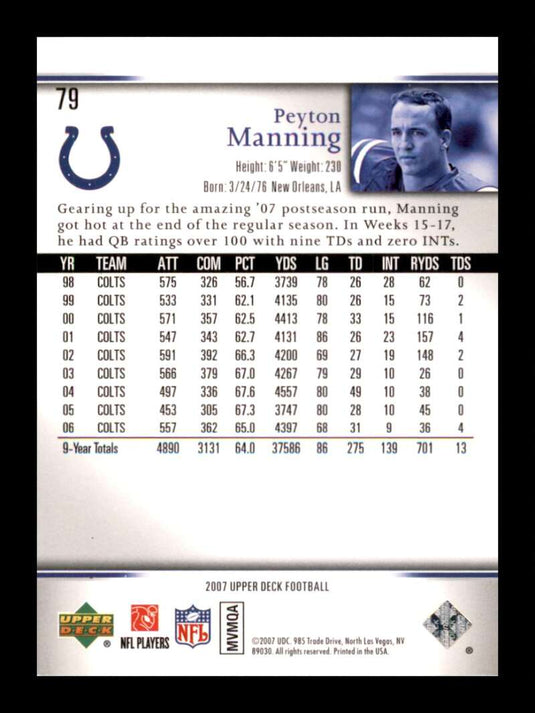 2007 Upper Deck Peyton Manning 