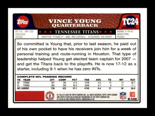 2008 Topps Chrome Refractor Vince Young