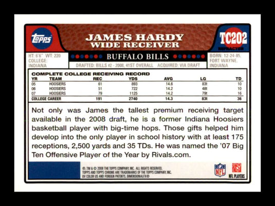 2008 Topps Chrome Refractor James Hardy