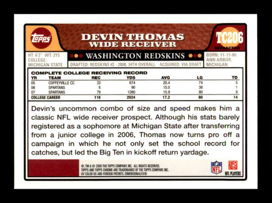 2008 Topps Chrome Refractor Devin Thomas