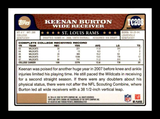 2008 Topps Chrome Refractor Keenan Burton