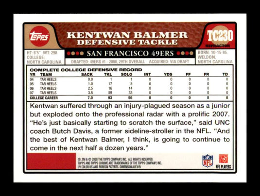 2008 Topps Chrome Refractor Kentwan Balmer