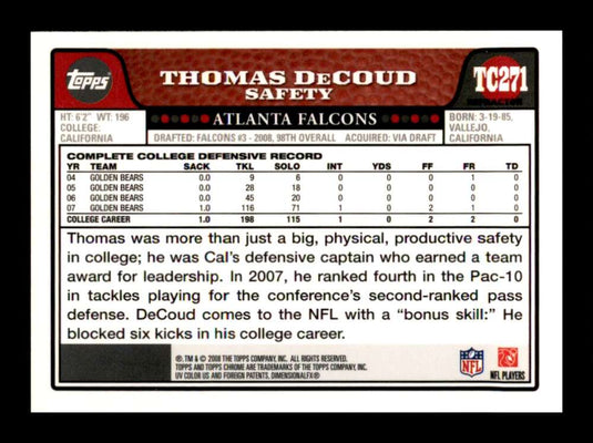 2008 Topps Chrome Refractor Thomas DeCoud