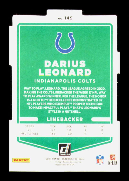 2021 Donruss Press Proof Silver Die Cut Darius Leonard