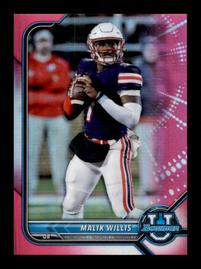 2022 Bowman University Chrome Pink Refractor Malik Willis 