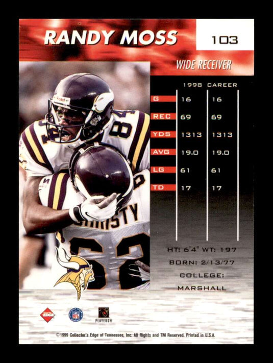 1999 Collector's Edge Fury Randy Moss