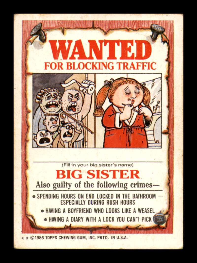 Load image into Gallery viewer, 1986 Topps Garbage Pail Kids Series 3 U.S. Arnie #110b Big Sister Image 2

