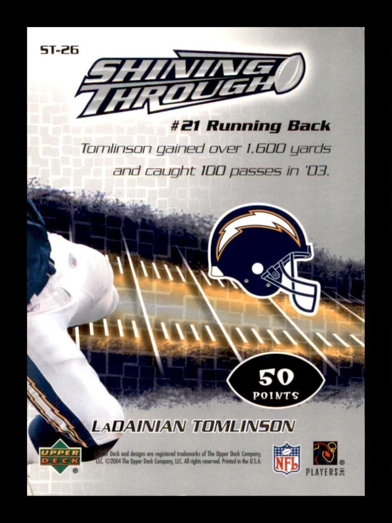 Load image into Gallery viewer, 2004 Upper Deck Power Up Shining Through LaDainian Tomlinson #ST-26 San Diego Chargers  Image 2
