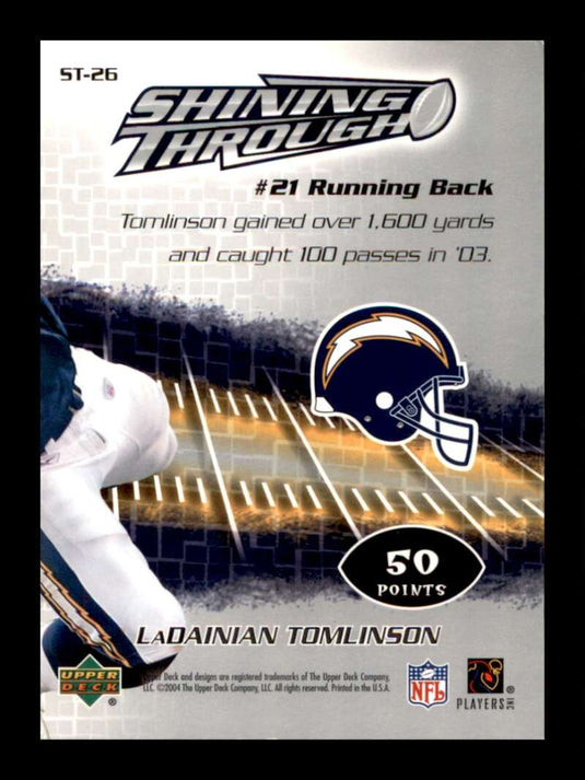 2004 Upper Deck Power Up Shining Through LaDainian Tomlinson 