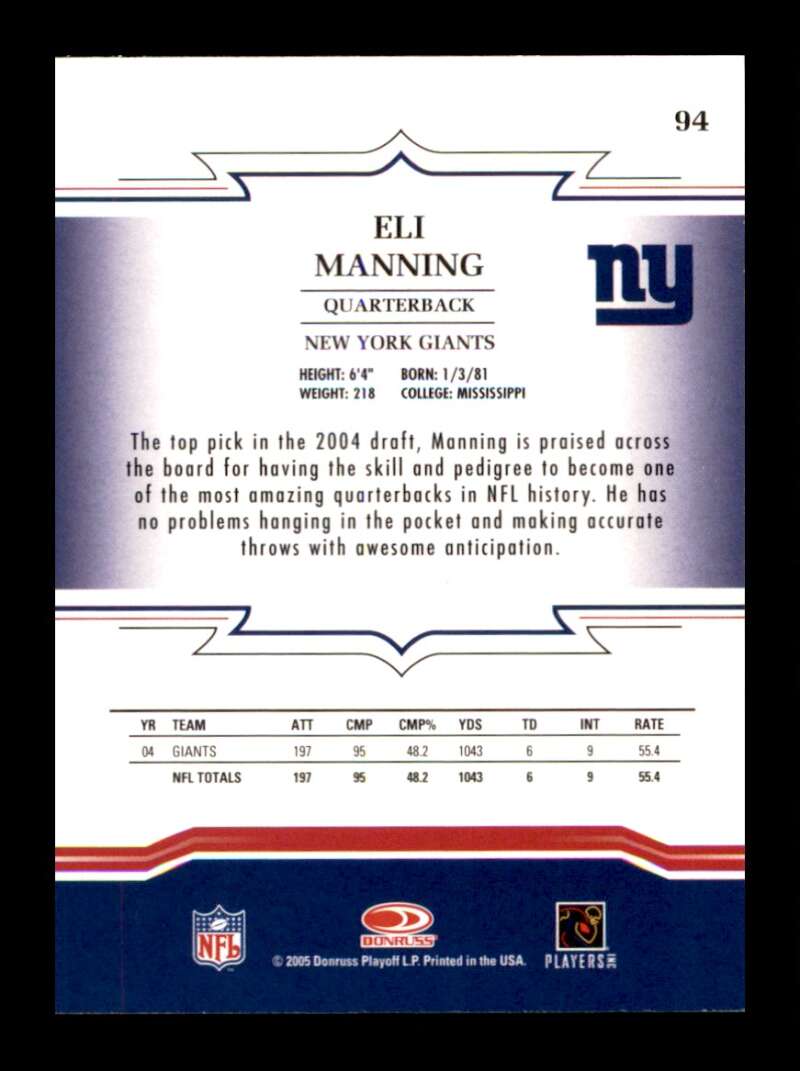 Load image into Gallery viewer, 2005 Donruss Throwback Threads Eli Manning #94 New York Giants  Image 2
