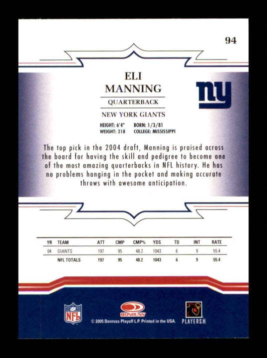 2005 Donruss Throwback Threads Eli Manning 