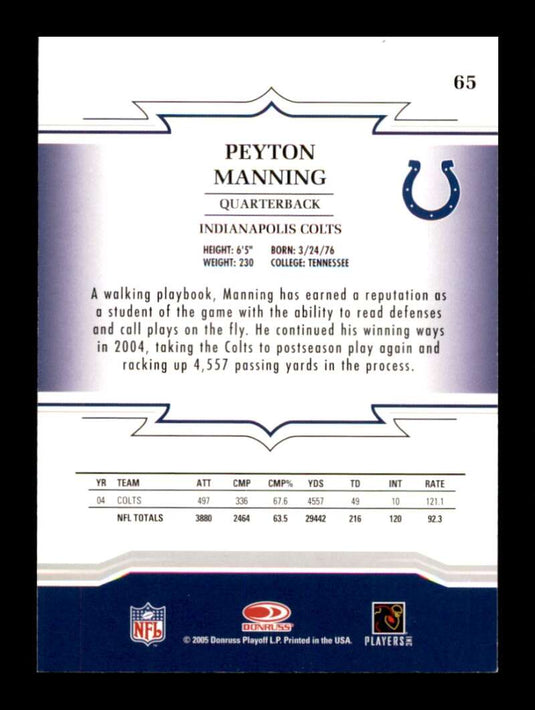 2005 Donruss Throwback Threads Peyton Manning