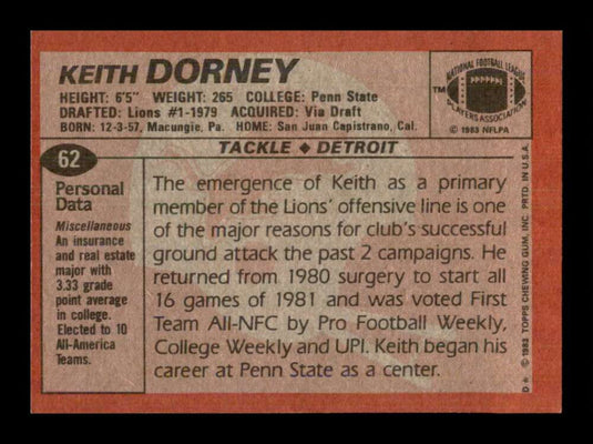 1983 Topps Keith Dorney 