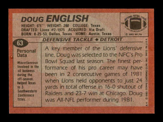 1983 Topps Doug English 