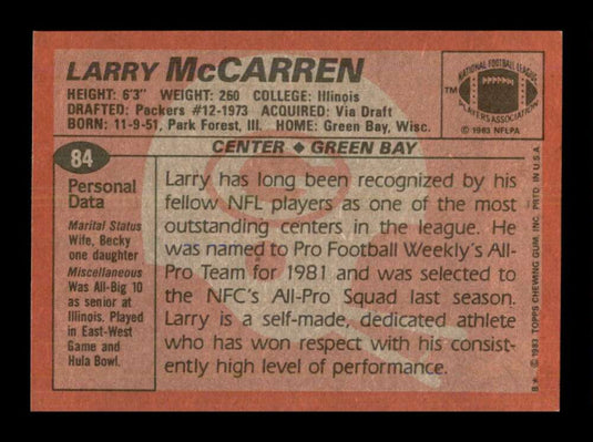 1983 Topps Larry McCarren 