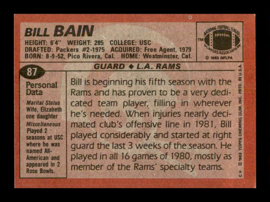 1983 Topps Bill Bain