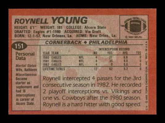 1983 Topps Roynell Young 