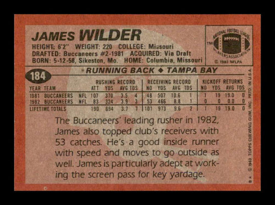 1983 Topps James Wilder 