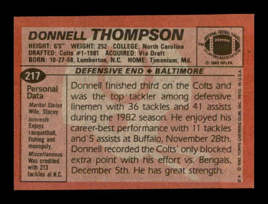 1983 Topps Donnell Thompson 