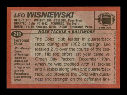 1983 Topps Leo Wisniewski 