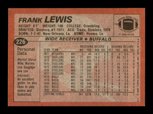 1983 Topps Frank Lewis 