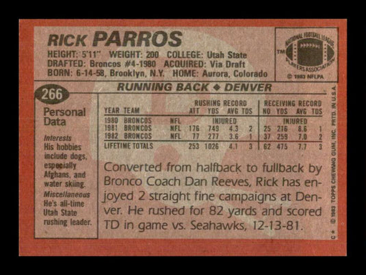 1983 Topps Rick Parros 