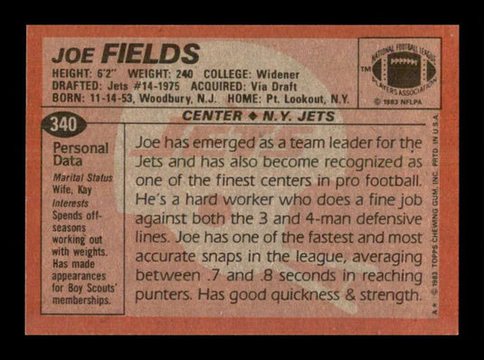 1983 Topps Joe Fields 