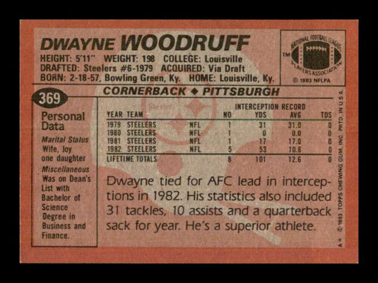 1983 Topps Dwayne Woodruff 