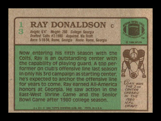 1984 Topps Ray Donaldson 