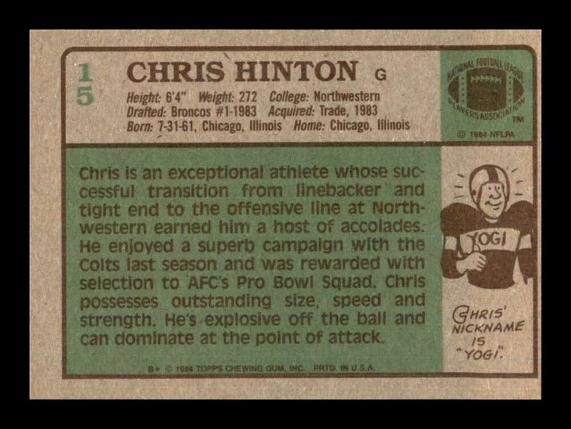 Load image into Gallery viewer, 1984 Topps Chris Hinton #15 Baltimore Colts Rookie RC Image 2
