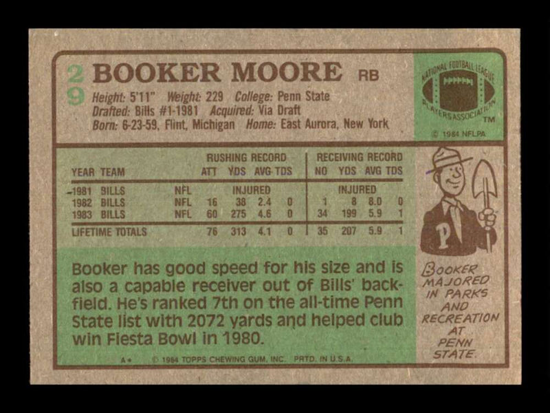 Load image into Gallery viewer, 1984 Topps Booker Moore #29 Buffalo Bills Image 2
