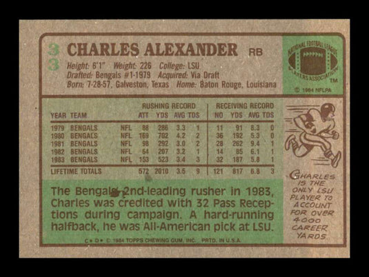 1984 Topps Charles Alexander