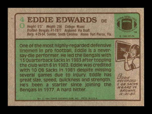 1984 Topps Eddie Edwards