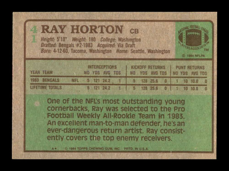 Load image into Gallery viewer, 1984 Topps Ray Horton #41 Cincinnati Bengals Rookie RC Image 2
