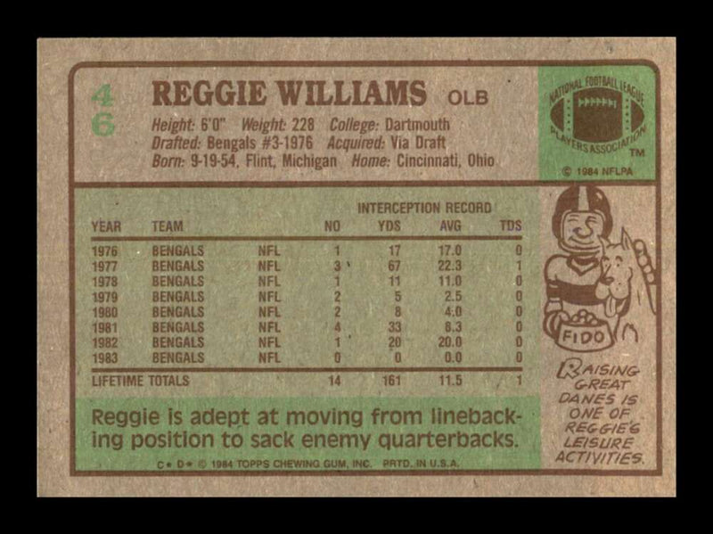 Load image into Gallery viewer, 1984 Topps Reggie Williams #46 Cincinnati Bengals Image 2
