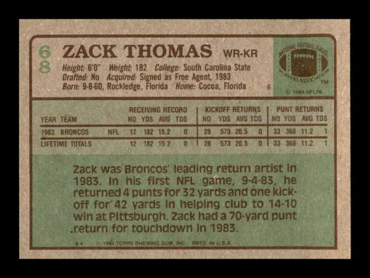 1984 Topps Zach Thomas