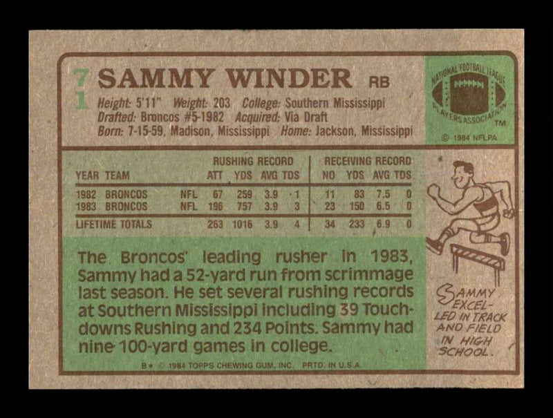 Load image into Gallery viewer, 1984 Topps Sammy Winder #71 Denver Broncos Rookie RC Image 2
