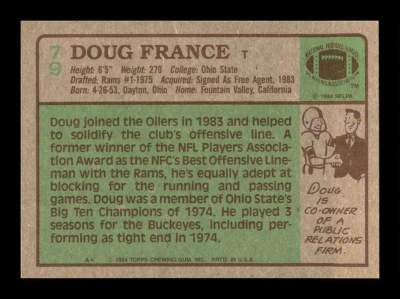 Load image into Gallery viewer, 1984 Topps Doug France #79 Houston Oilers Image 2
