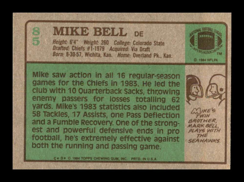 Load image into Gallery viewer, 1984 Topps Mike Bell #85 Kansas City Chiefs Rookie RC Image 2
