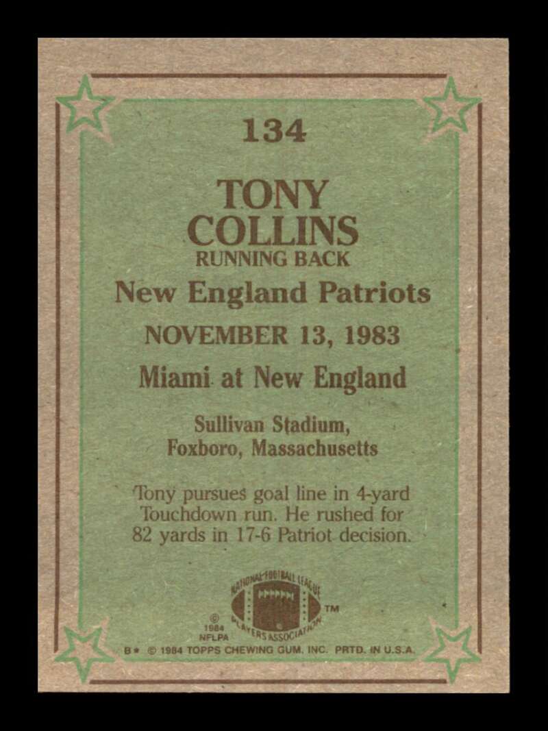 Load image into Gallery viewer, 1984 Topps Tony Collins #134 New England Patriots Image 2
