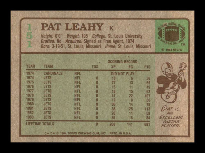 Load image into Gallery viewer, 1984 Topps Pat Leahy #151 New York Jets Image 2
