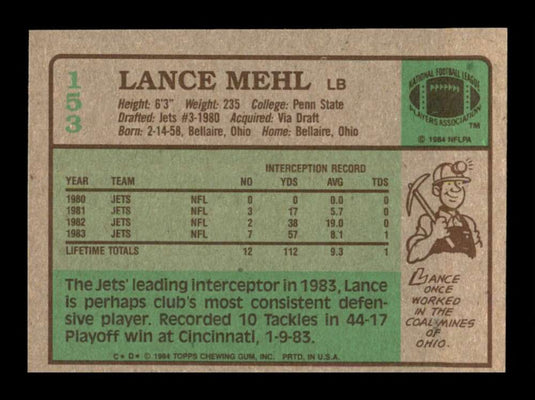 1984 Topps Lance Mehl 