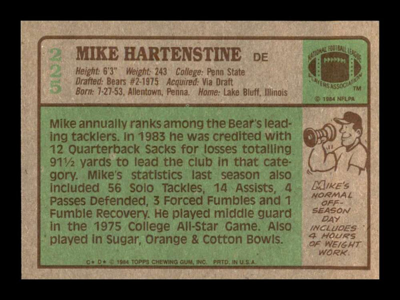 Load image into Gallery viewer, 1984 Topps Mike Hartenstine #225 Chicago Bears Image 2
